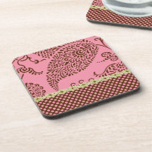 Boho rosa Paisley kustfartyg Kopp Underlägg