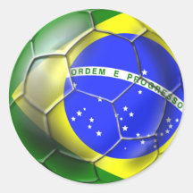 Boll för flagga för Brasilien Brasil Sambafotboll  Rund Klistermärke