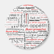 Bonappetit i typografi för många olik språk kylskåpmagneter