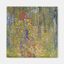 Bondeträdgård med crucifixen av Gustav Klimt Magnet För Kylskåp