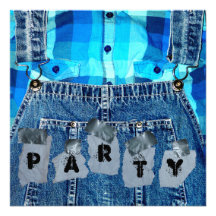 Bondlurkparty! Den Jean overallplädet och kanalen  Anpassade Inbjudningskort
