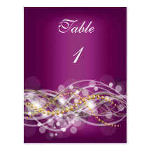 Bordsnumret Cards elegantt plommonguld Vykort