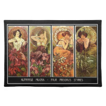 Bordstablett för Alphonse Mucha ädelstenvintage