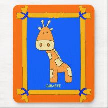 Bordstablettgiraff i blåttgultramen Mousepad Musmatta