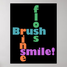 Borsta Floss sköljer, då LER! Print