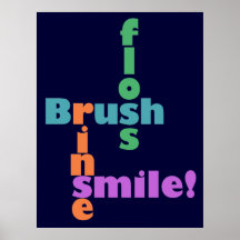 Borsta Floss sköljer, då LER! Print