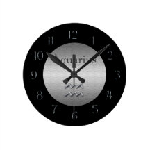 Borstad silver/svart för Aquarius Zodiac-Faux
