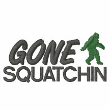 Borta Squatchin, grönt och grått sy Broderad Hoodie