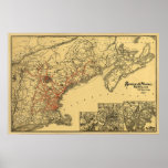 Boston och Maine järnvägkarta 1898 Print