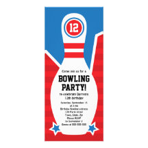 Bowlingfödelsedagsfest inbjudan med klämmer fast