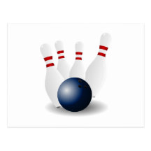 Bowlingklot och stift vykort