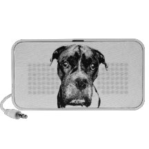 Boxer hund (svartvit) skrivbordshögtalare