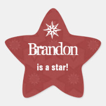 BRANDON är en stjärna - den kända röda stjärnan G5 Stjärnformat Klistermärke