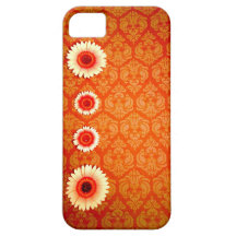 Bränt orange damastast rosa fodral för daisyiPhone iPhone 5 Cases