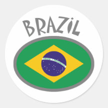 Brasilien flagga - kall design! runda klistermärken