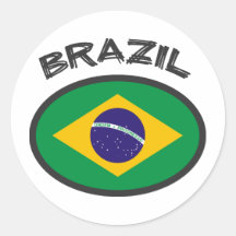 Brasilien flagga - kall design! runda klistermärken
