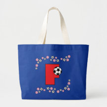 Brev F i röd Monogramtoto för fotboll Tote Bag