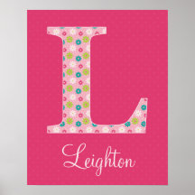 Brev L initial alfabetaffisch för flicka