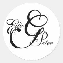 Brev & namn för Monogram som tre gifta sig klister