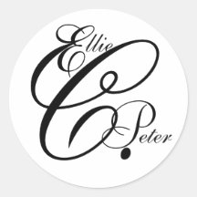 Brev & namn för Monogram som tre gifta sig klister