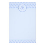 Brevpapper för blom- Monogram för blått initial