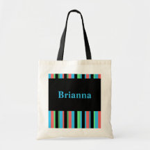Brianna hänger lös söten görade randig totot tote bag