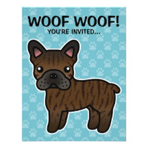 Brindle tecknadfranskbulldogg unika inbjudningar