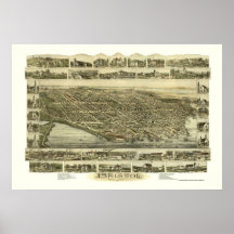 Bristol panorama- karta för RI - 1891 Print