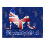 British Girl Silhouette Flag Postcard
