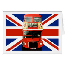 Brittisk flagga och London buss Kort