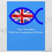 Brittisk kristen fisksymbolflagga flygblad designs