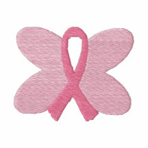 Broderat bröstcancerfjärilsband