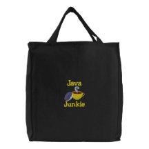 Broderat Java knarkarekaffe hänger lös Tygkassar