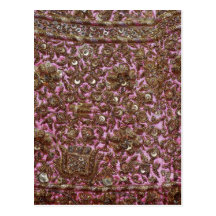 Broderat rosa tyg New Delhi Indien Vykort