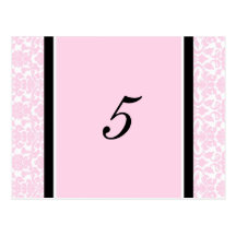 Bröllopbordsnumret Cards rosa damast Vykort