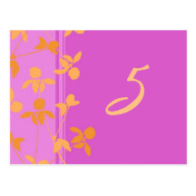 Bröllopbordsnumret Cards rosa orange blommigt Vykort
