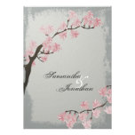 Bröllopinbjudan - körsbärsröd blommar för eleganta