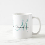 BröllopMonogram & mugg för favör för namnblåttvit