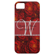Bröllopmonogramröd ros iPhone 5 Case-Mate cases
