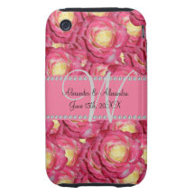 Bröllopmonogramrosa ros iPhone 3 tough covers