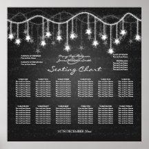 Bröllopplacering kartlägger skimrande stjärnasvart print