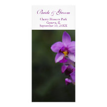 Bröllopsprogram - purpurfärgat Orchidkort Anpassade Rackkort