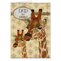 Bronze Gold Giraffes  Father's Day Card kort