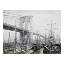 Brooklyn överbryggar circa vykortet 1883