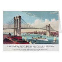 Brooklynen överbryggar i New York City från 1883 Hälsnings Kort