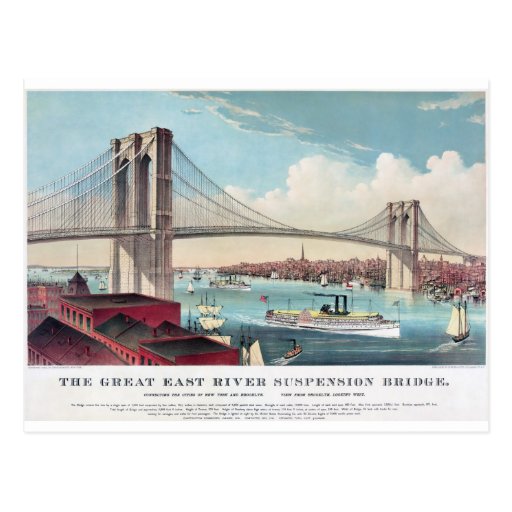 Brooklynen överbryggar i New York City från 1883 Vykort