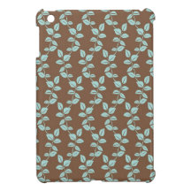 Brown and aqua leaves iPad mini case