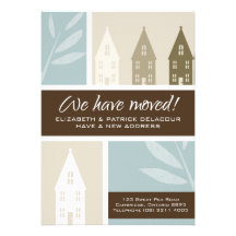 Brown Houses Silhouette Moving Announcement