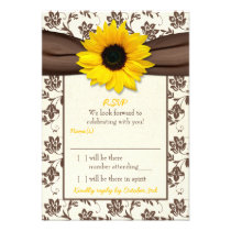 Brown Yellow Ribbon Floral Sunflower Wedding RSVP inbjudningar