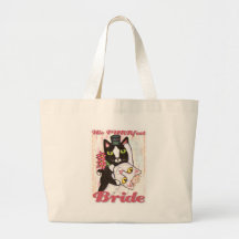 Bruden för kattbröllopdansen hänger lös tote bag